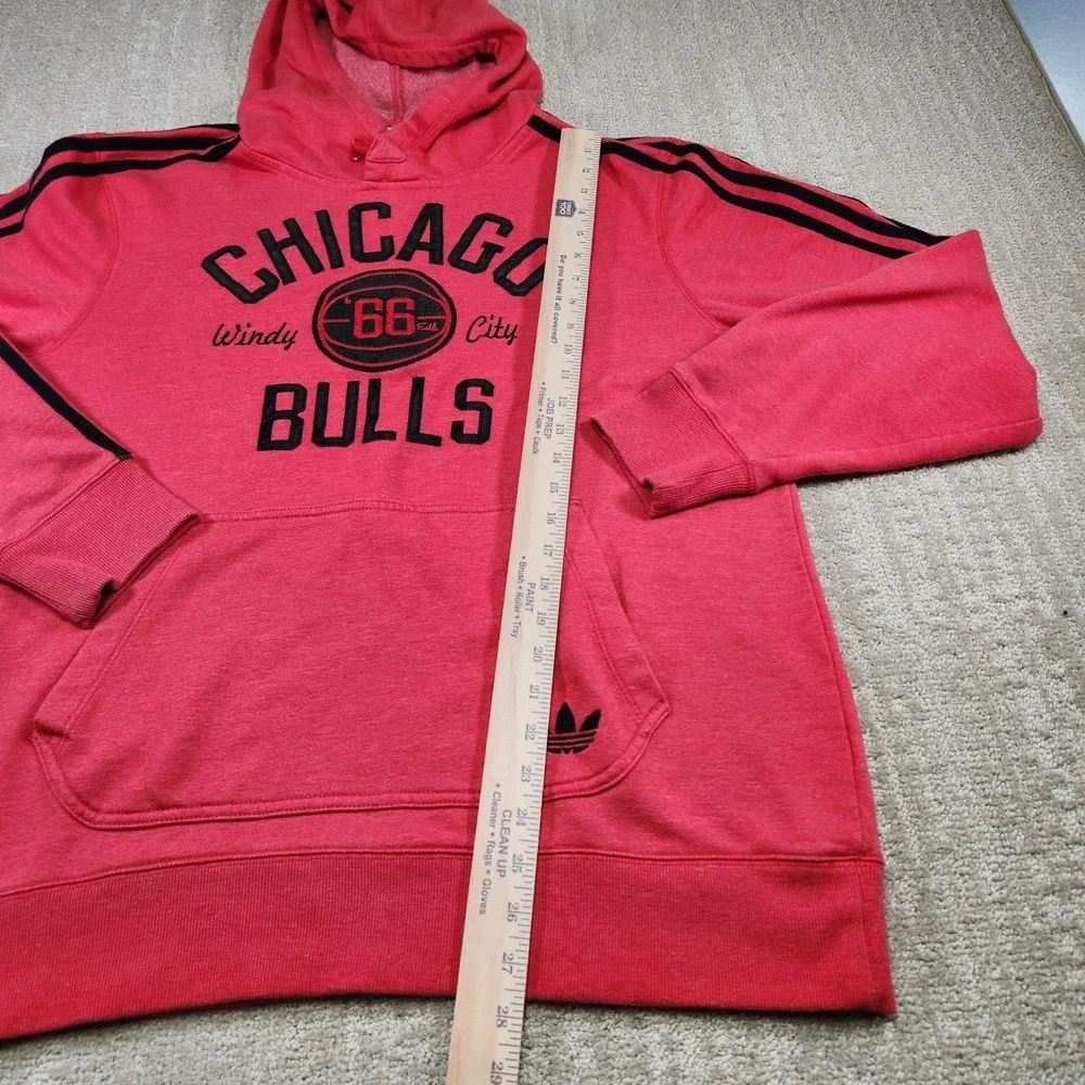 Chicago‎ Bulls Hoodie Men Large Adidas Cotton Fleece Red Loop Collar NBA